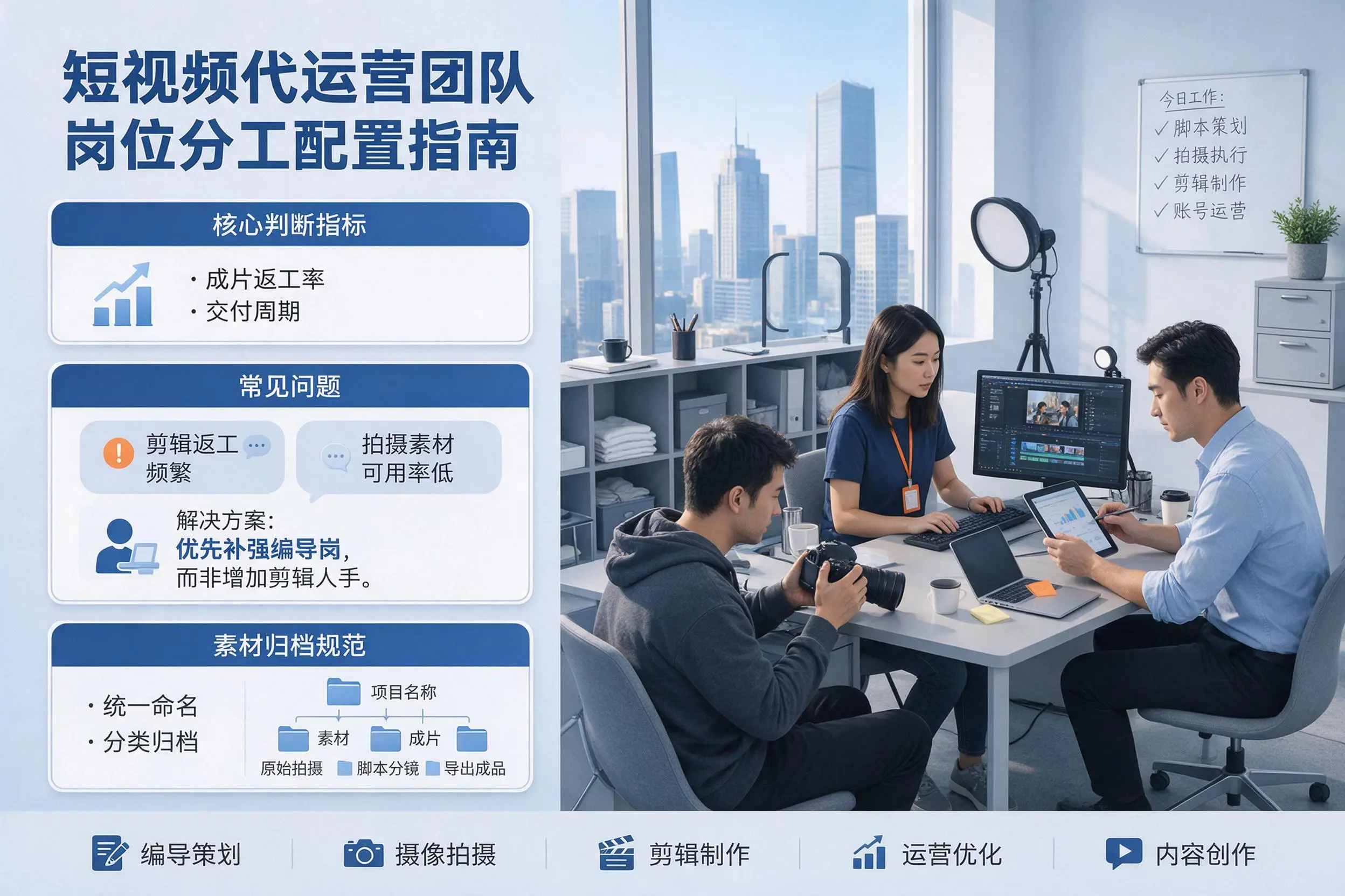 短视频代运营团队如何配置？烟台企业岗位分工科普说明