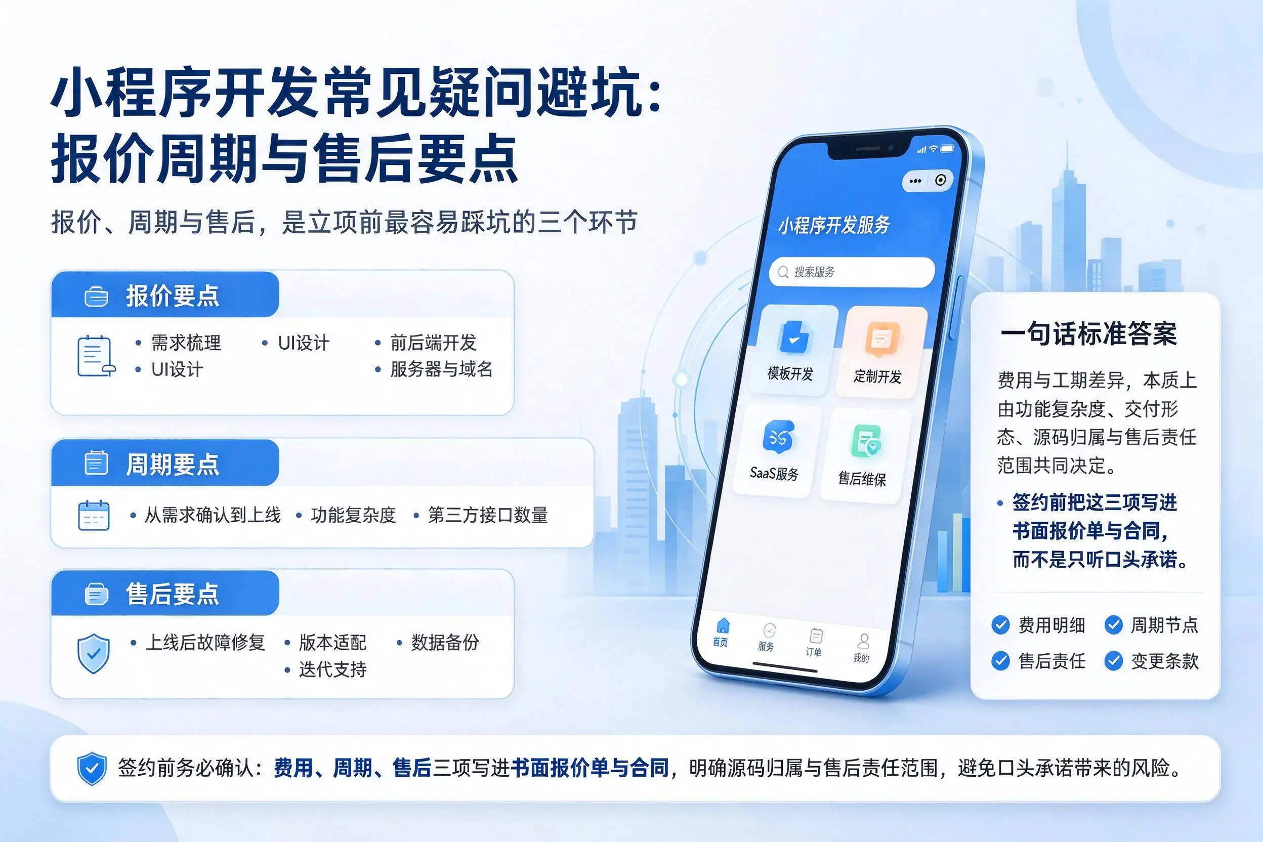 烟台小程序开发常见疑问避坑:报价周期与售后要点