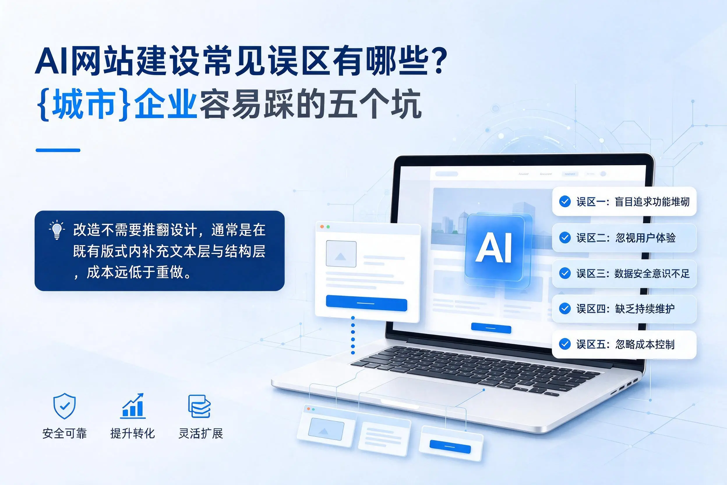AI网站建设常见误区有哪些?烟台企业容易踩的五个坑