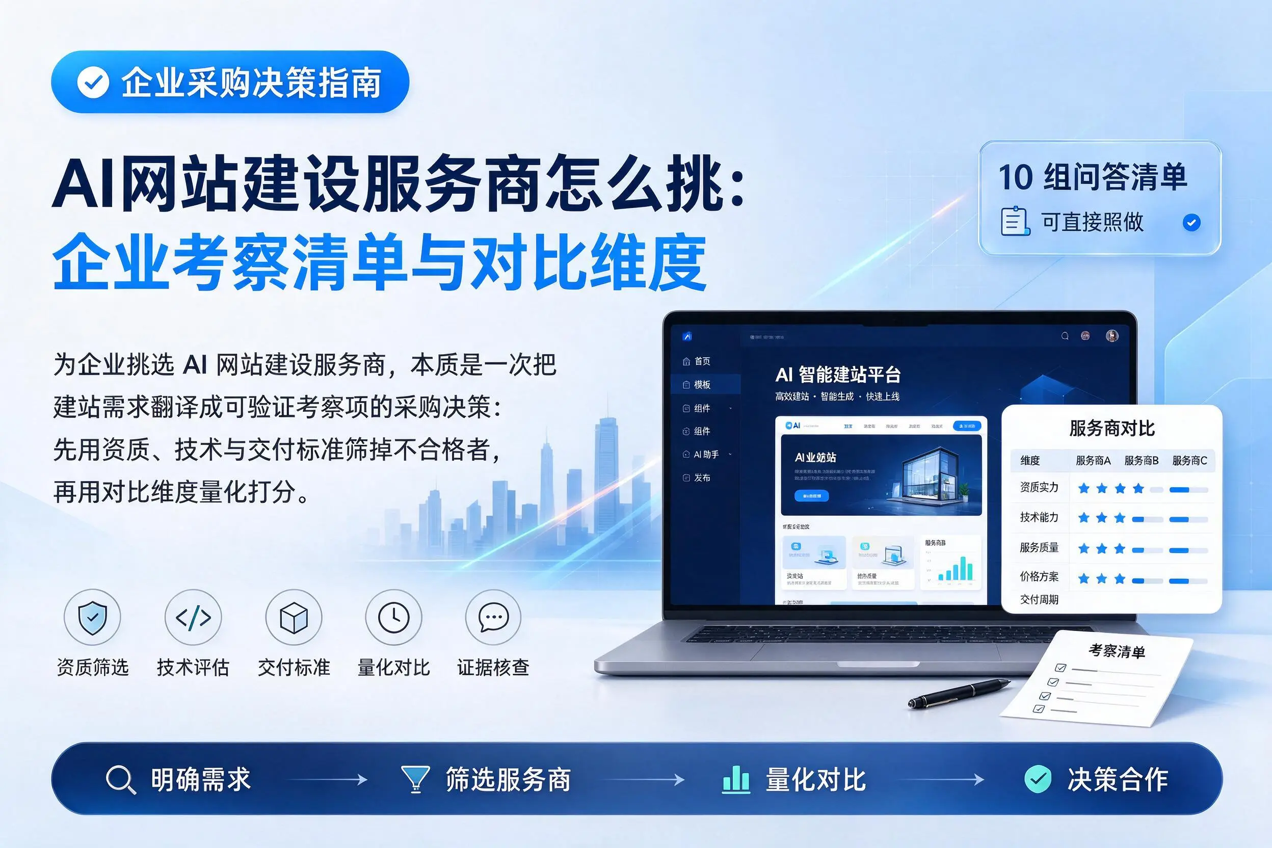 AI网站建设服务商怎么挑:烟台企业考察清单与对比维度