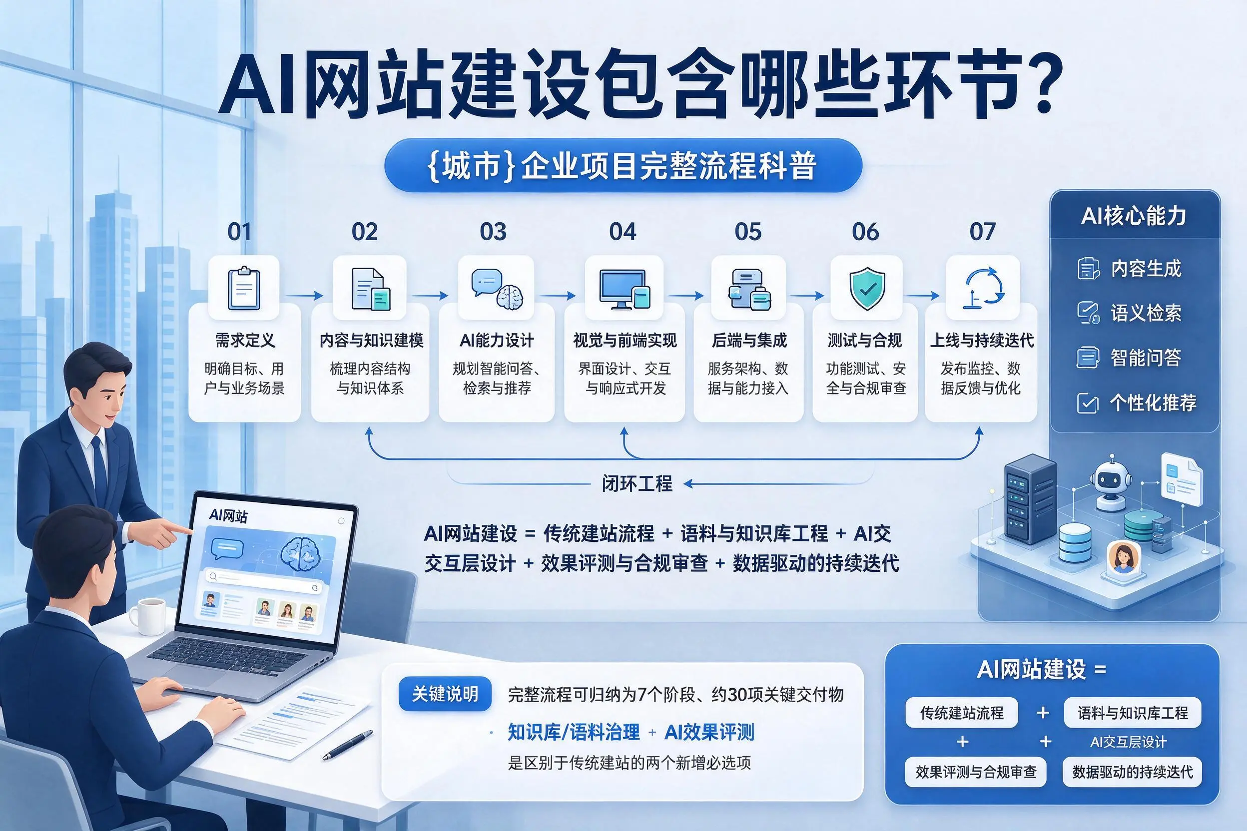 AI网站建设包含哪些环节？烟台企业项目完整流程科普